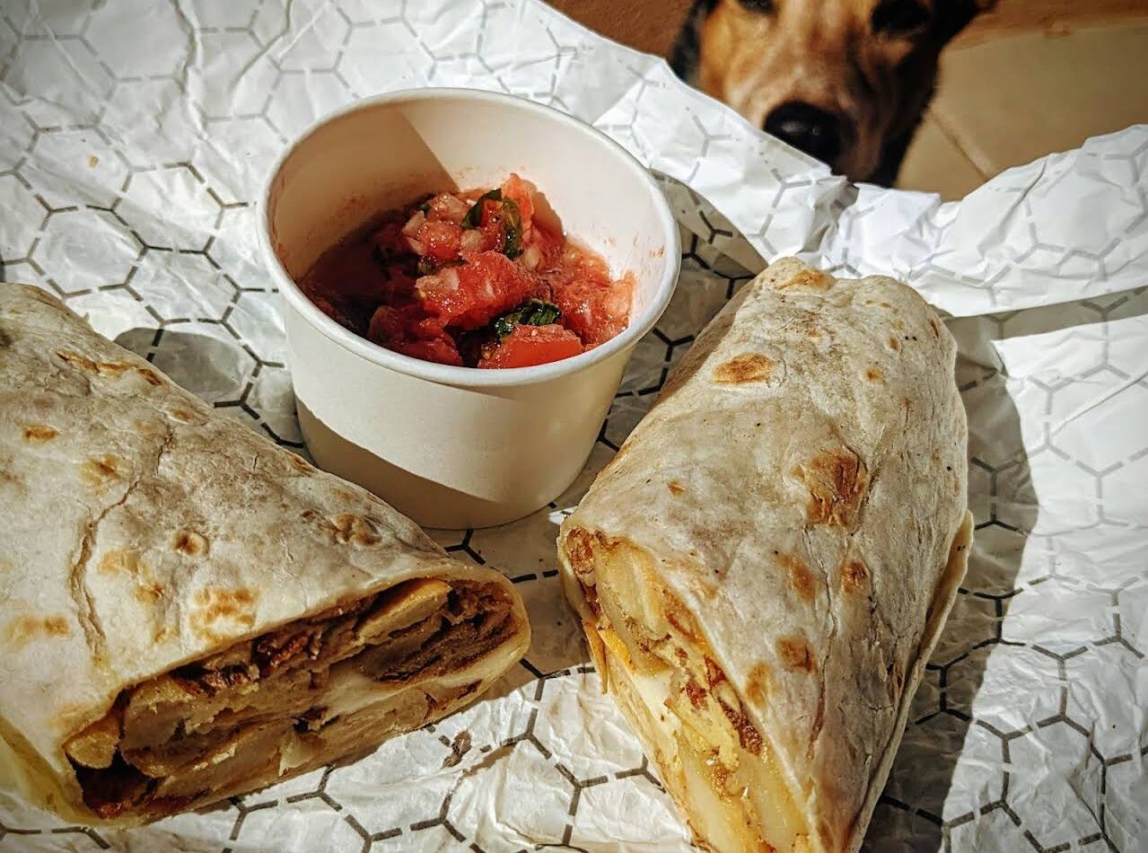Grab & go breakfast burritos with fresh salsa